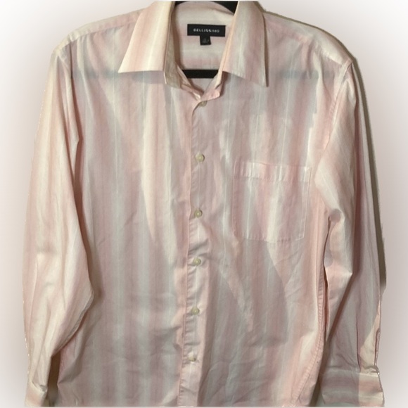 BELLISSIMO Other - ❤️‍🔥5/20$ BELLISSIMO💫Men's Pink/White Striped Long Sleeve Dress Shirt